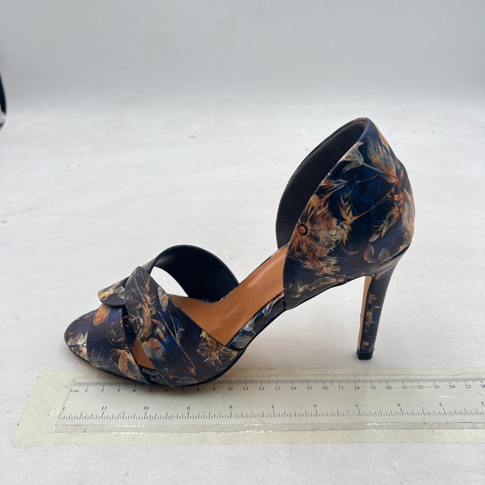 Pazzion Purple Floral Print Sexy Open Toe High Heel Slip On Two Pieces Sandals